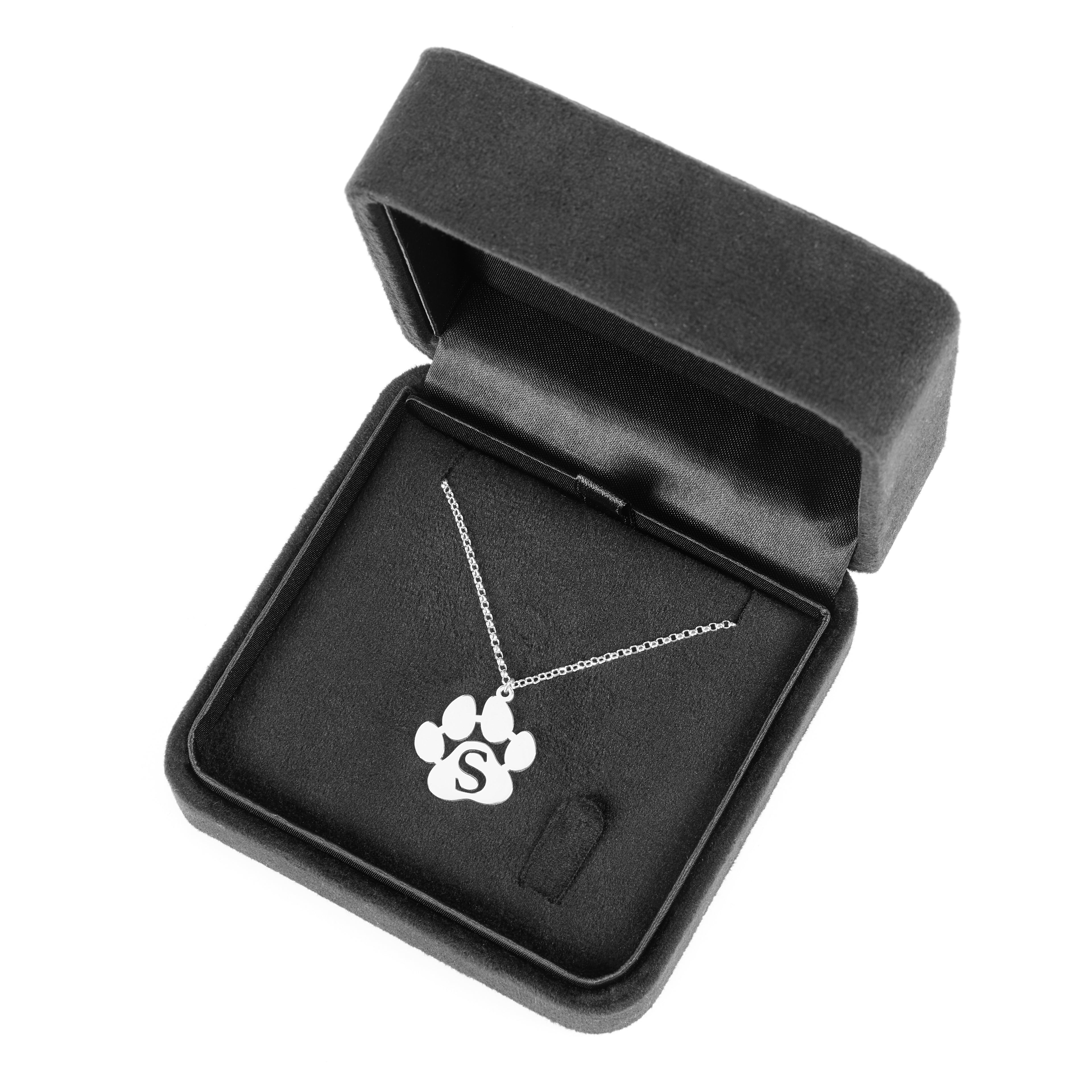 Personalised Initial Paw Print Necklace - Solid Sterling Silver